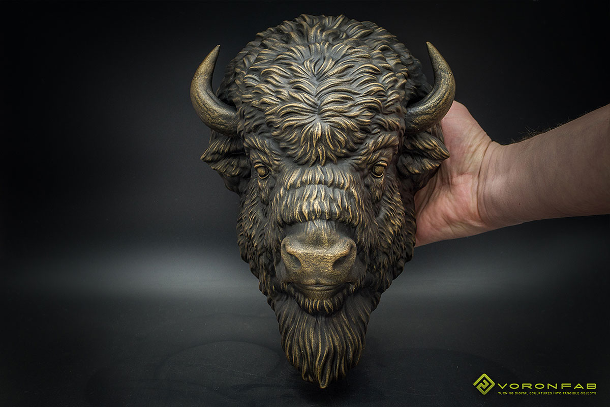 American bison animal head bronze wall sculpture faux taxidermy