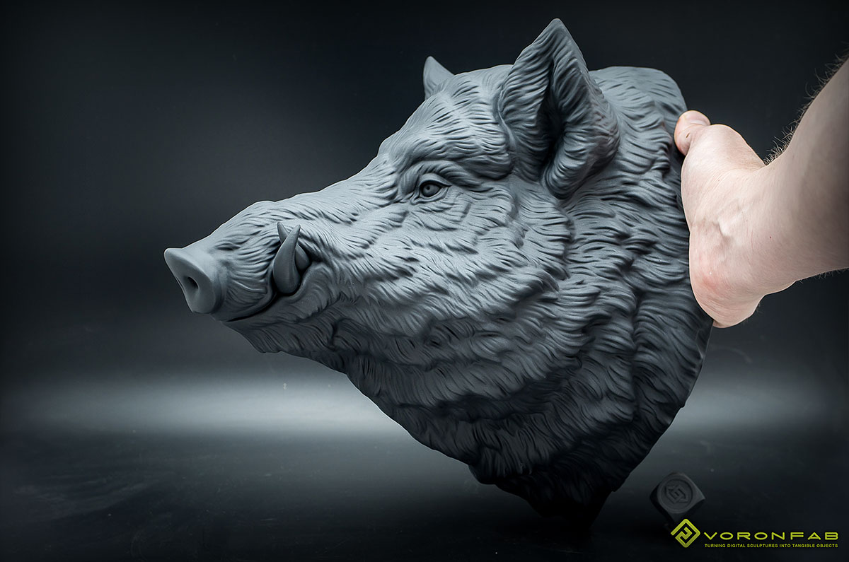 Wild boar head animal sculpture faux taxidermy home decor resin casting