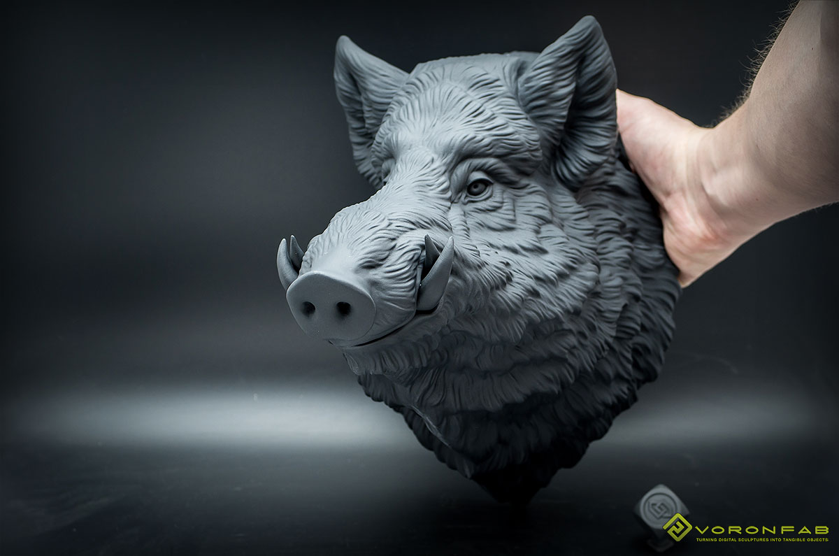 Wild boar head wall sculpture faux taxidermy home decor resin casting