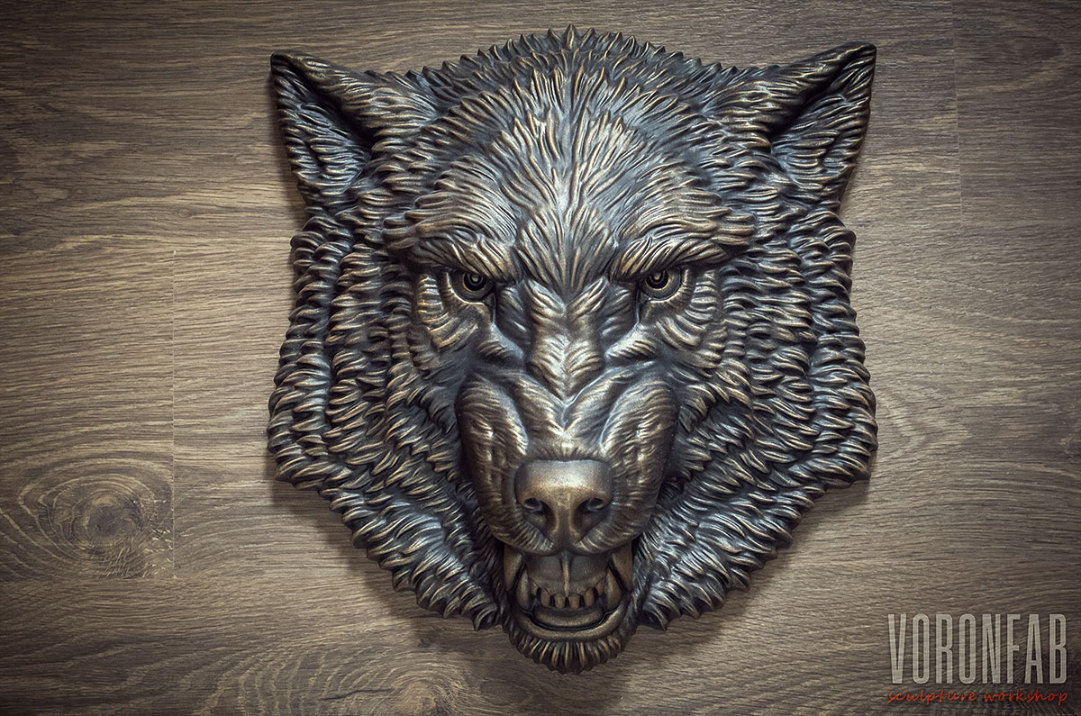 Buy Growling Wolf faux bronze animal sculpture by VoronFab