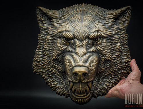 Злой волк барельеф скульптура настенная