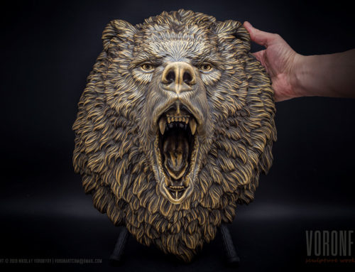 Сердитый Медведь скульптура настенная, домашний декор