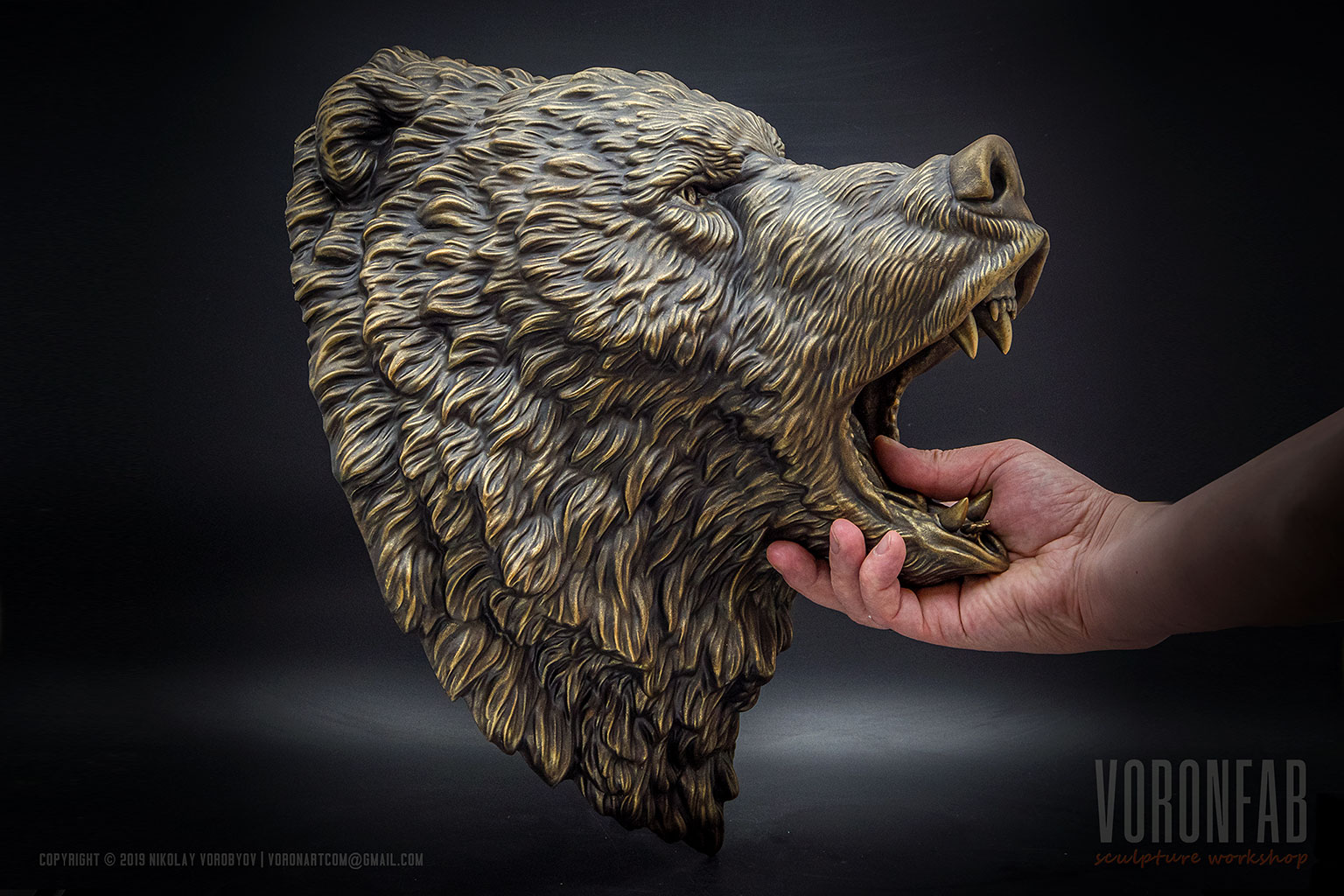 Медведь скульптура настенная, декор, арт