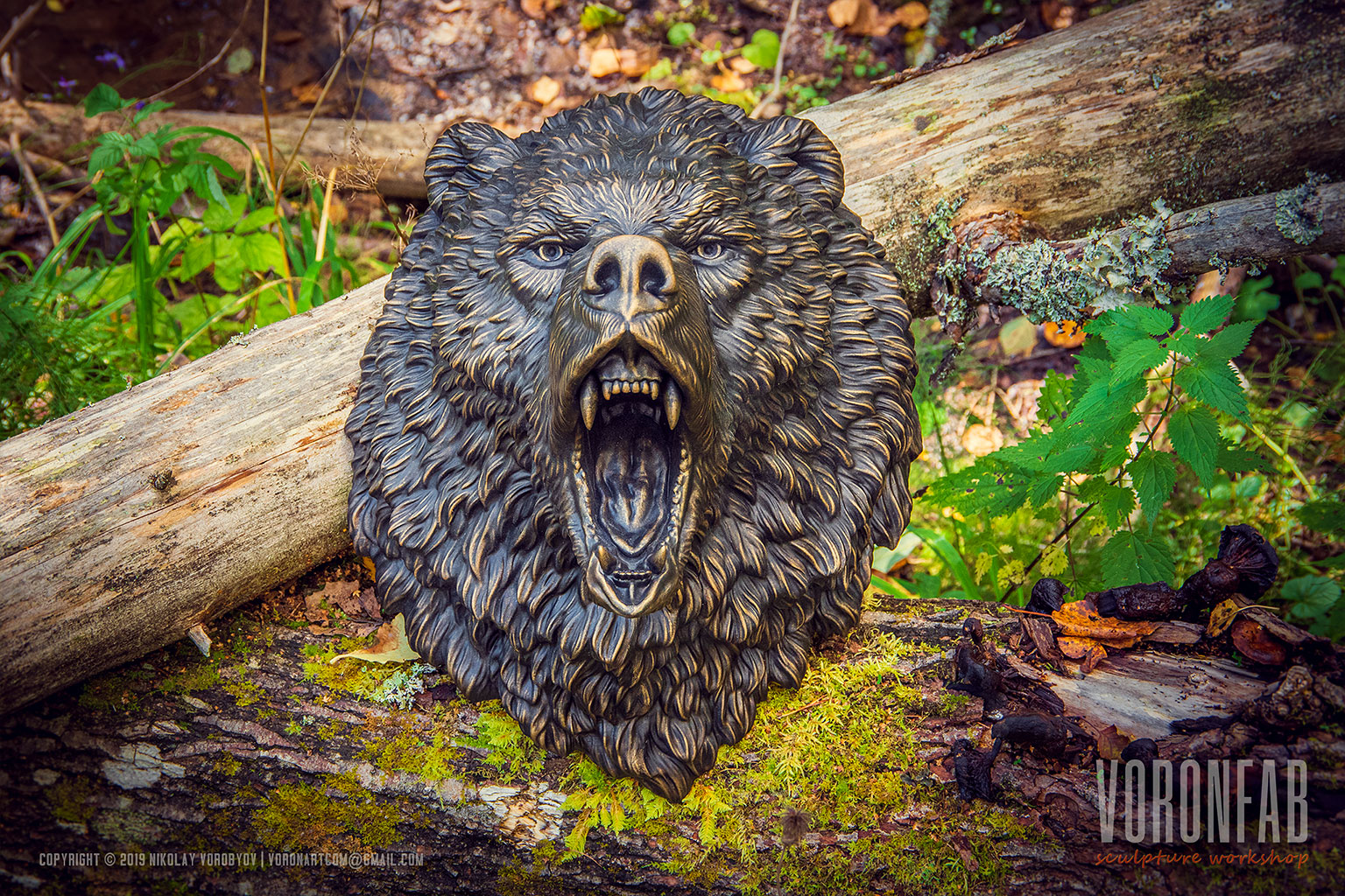 Злой Медведь скульптура голова животного, декор, арт